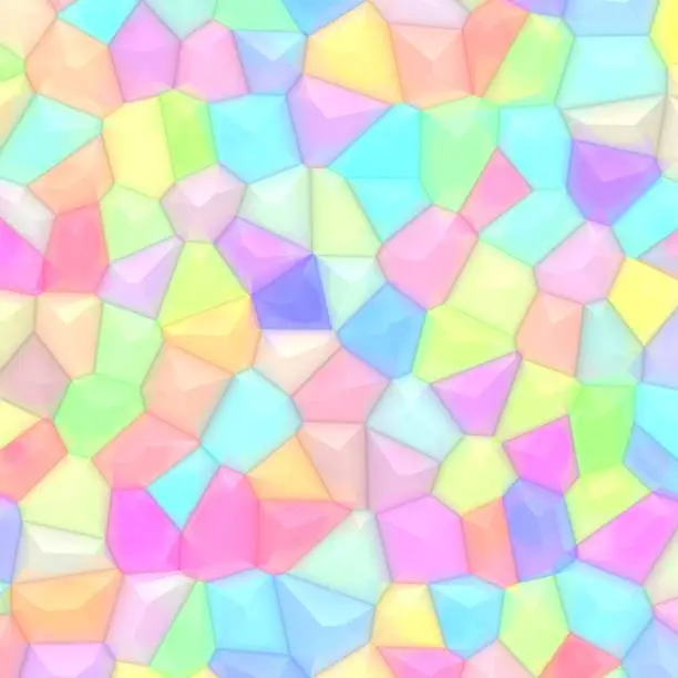 Photo of pastel coloured polygons arranged to form a complete mosaic