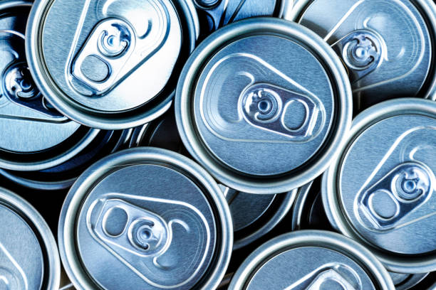 istock Close up aluminum can lids used for containing beverages 1452436193