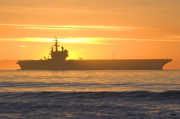 istock A photo of a warship during the sunset 145243668