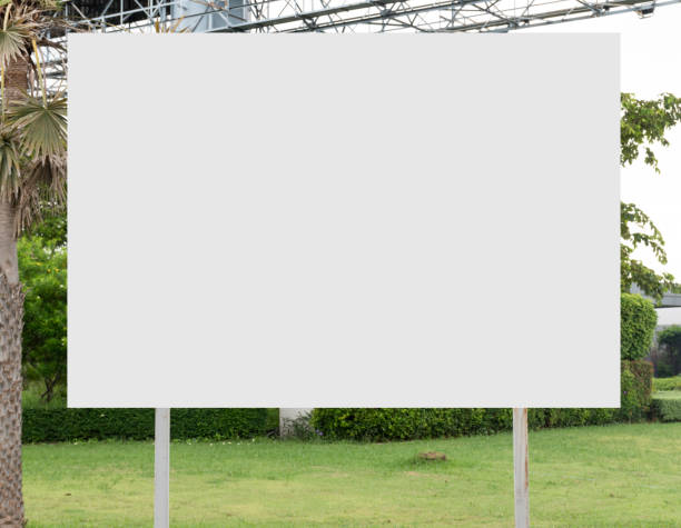 istock Outdoor billboard background in garden with white background mock up. clipping path 1452437061
