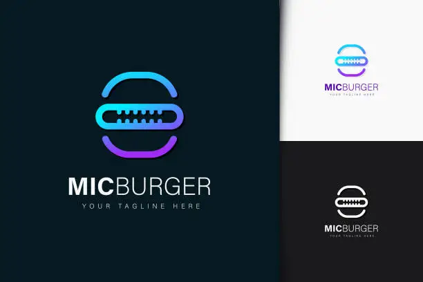 Vector illustration of Microfone burger icon design with gradient