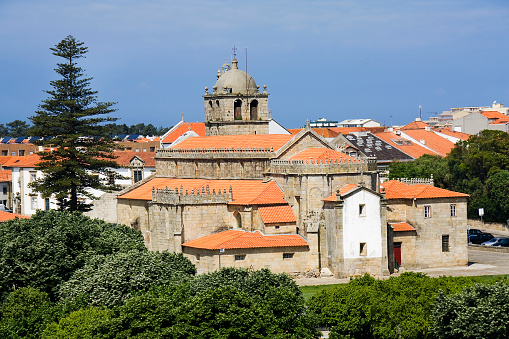 Igreja de São João Batista ou Igreja Matriz de Vila do Conde, main church, 16th century, Porto district, Portugal. Rear, high angle view.