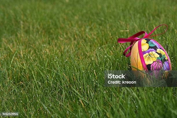 Easter Eggs In Meadow Stock Photo - Download Image Now - April, Art And Craft, Celebration