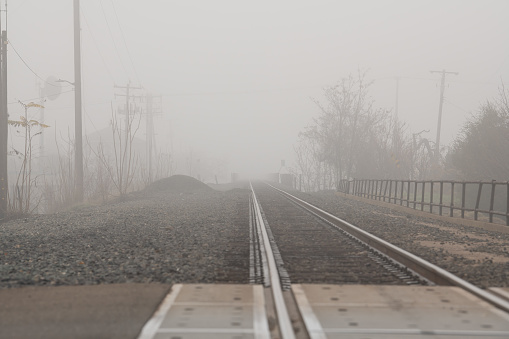 Fog on the railroad tracks