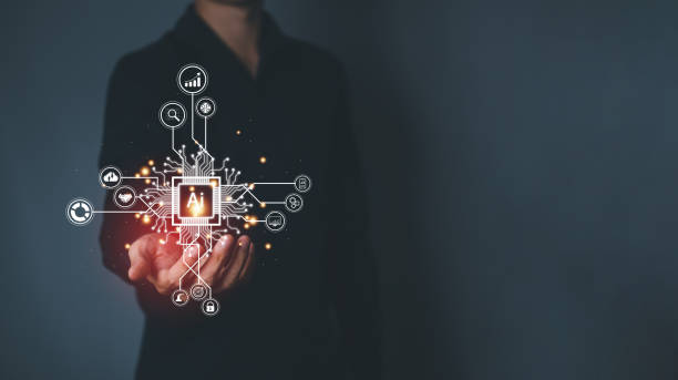 istock AI (Artificial intelligence) concept. Businessman hand touch hologram technology. Business technology link digital marketing. Big data and Financial banking. 1452441149