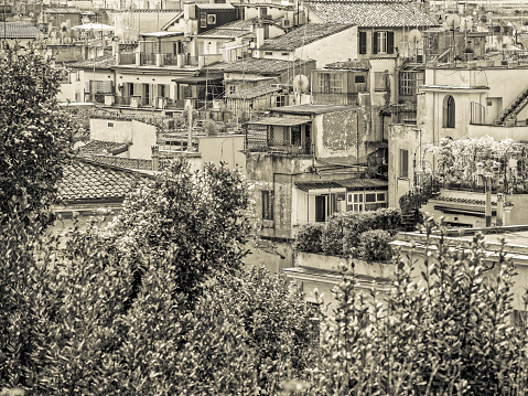 Apartments seen from the edge of the Villa Borghese gardens inRome Italy