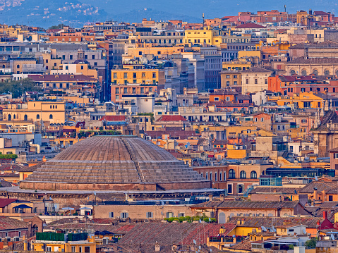 View of the Roman skyline from the Belvedere del Gianicolo public terrace