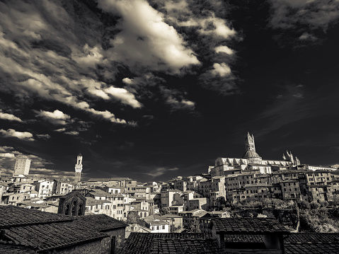 View of the Siena skyline in Tuscany Italy