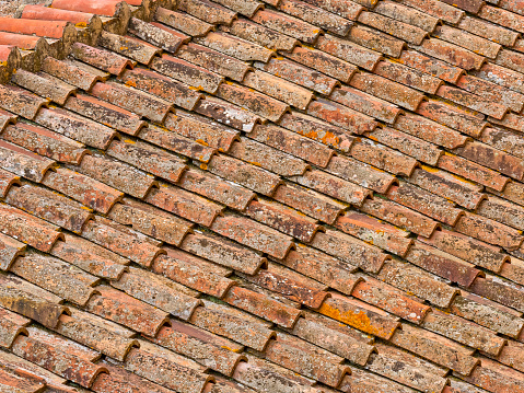 A typical tile roof in the town of Siena in Tuscany Italy