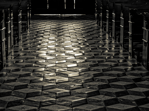 Tile flooring in a church found in the town of Siena in Tuscany Italy