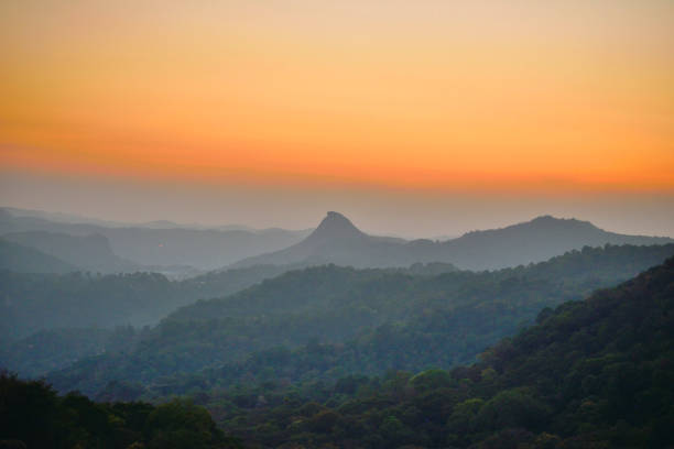 Sunset over mountains in Chithirapuram, Munnar.