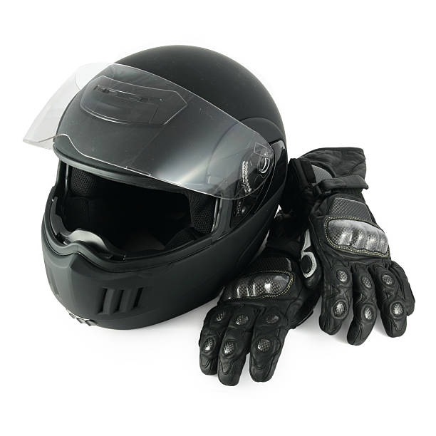 istock Motorcycle helmet and gloves 145244620
