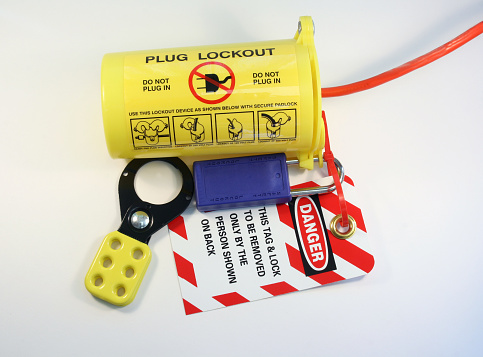 electrical extension cord protected by lockout tagout