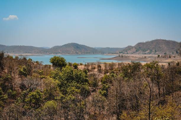 istock Mandan Karjan River with mountains and a blue sky in the background, India 1452454007