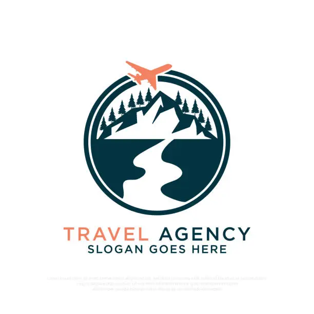 Vector illustration of Back to Nature Travel Agency logo design with Outdoor adventure vector illustration