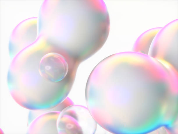 istock Holographic floating liquid blobs, soap bubbles, metaballs. 1452455447