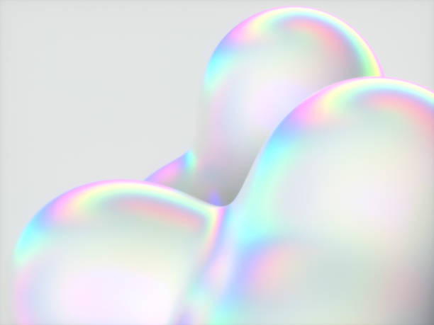 istock Holographic floating liquid blobs, soap bubbles, metaballs. 1452455448