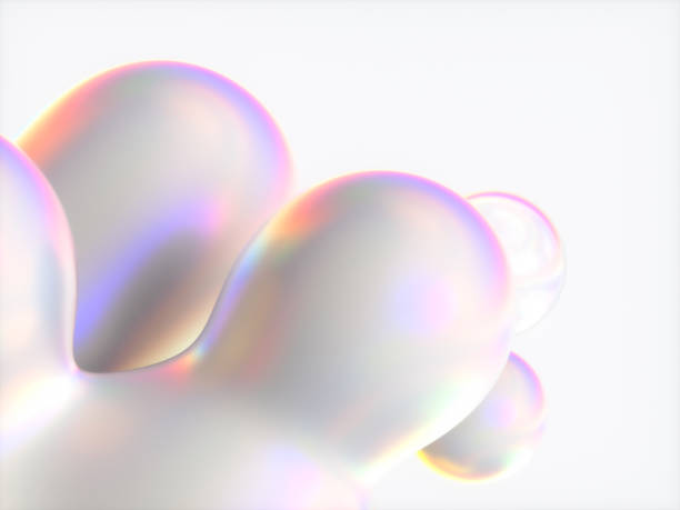 istock Holographic floating liquid blobs, soap bubbles, metaballs. 1452455454