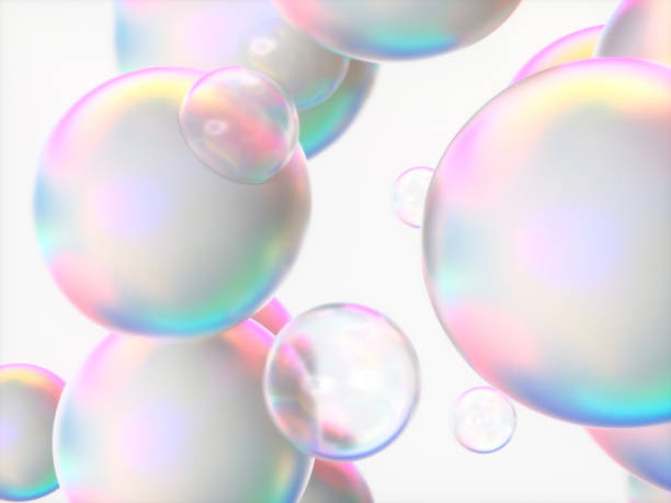 istock Holographic floating liquid blobs, soap bubbles, metaballs. 1452455459