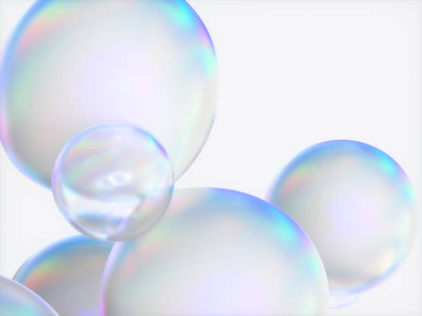 istock Holographic floating liquid blobs, soap bubbles, metaballs. 1452455466