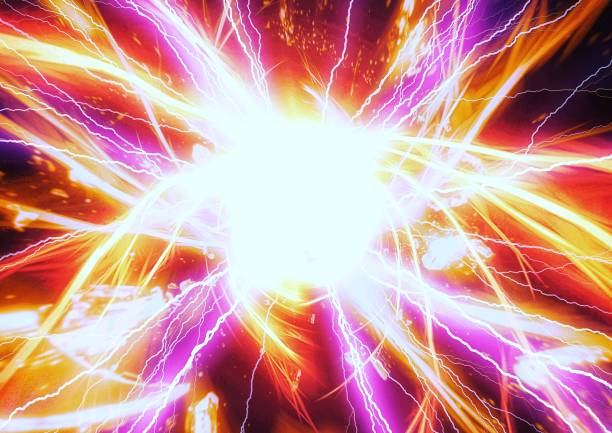 3d illustration of colorful sparks exploding in science and technology concept