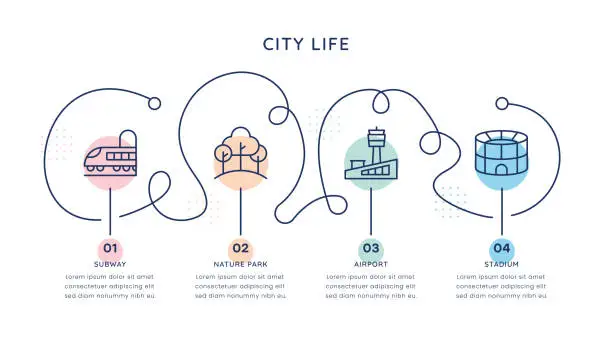 Vector illustration of City Life Timeline Infographic Template for web, mobile and printed media