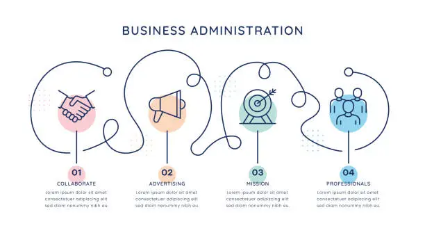 Vector illustration of Business Administration Timeline Infographic Template for web, mobile and printed media
