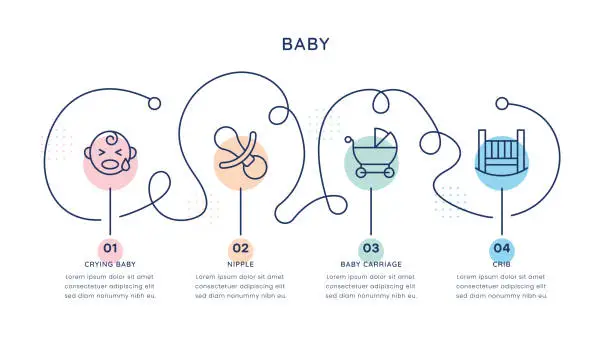 Vector illustration of Baby Timeline Infographic Template for web, mobile and printed media