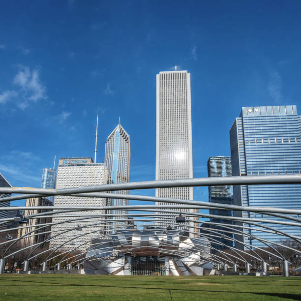 Jay Pritzker Pavilion, Chicago, Illinois, USA Jay Pritzker Pavilion, also known as Pritzker Pavilion or Pritzker Music Pavilion, is a bandshell in Millennium Park in the Loop community area of Chicago in Cook County, Illinois, United States. It is located on the south side of Randolph Street and east of the Chicago Landmark Historic Michigan Boulevard District. millennium park stock pictures, royalty-free photos & images