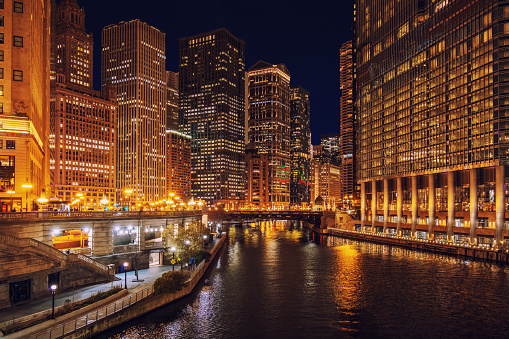 Chicago River in Nighttime