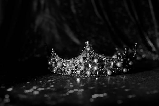 istock Vintage royal crown. Monarchy, kingdom. Black and white. 1452467433