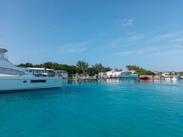 The marina in North Bimini in the Bahamas stock photo