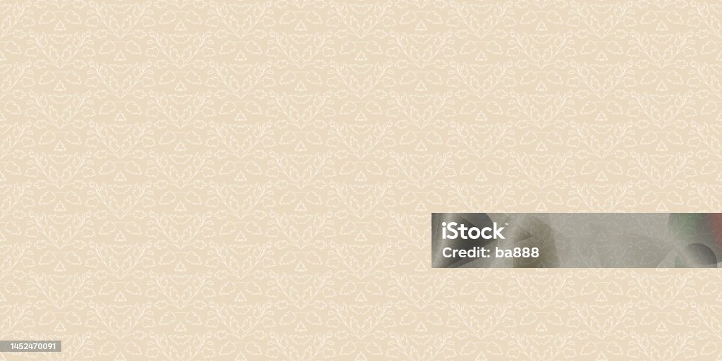 Vector Design Beige Seamless Pattern With Ornament On Beige Background For Wallpaper Design ...