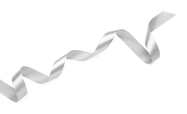 istock Beautiful ribbon isolated on white, top view 1452470496