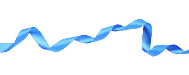istock Beautiful blue ribbon isolated on white, top view 1452470516