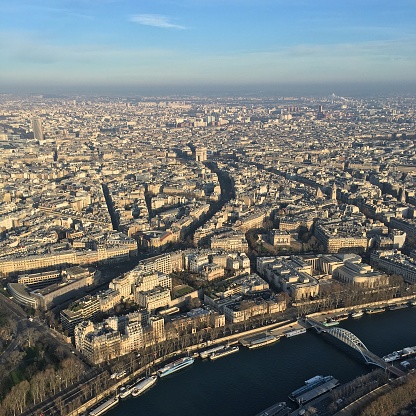 A classic view over Paris from the top of the Eiffel Tower.