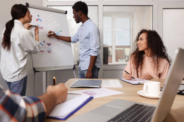 istock Team of employees working together in office. Startup project 1452471471