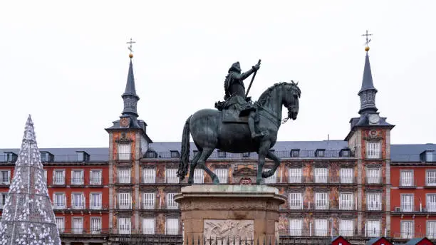 Plaza Mayor old square in central Madrid Spain on 4 December 2022