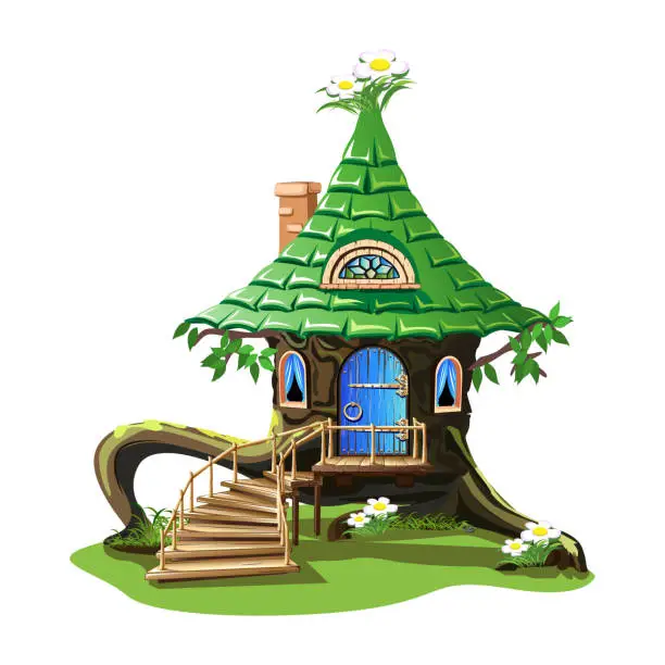 Vector illustration of Fairy tale wooden house