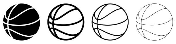 ilustraciones, imágenes clip art, dibujos animados e iconos de stock de conjunto de iconos de pelota de baloncesto. icono aislado de balón de baloncesto. ilustración vectorial. - baloncesto