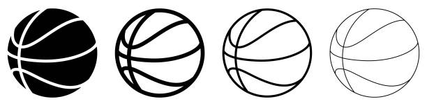 illustrations, cliparts, dessins animés et icônes de ensemble d’icônes de ballon de basket-ball. icône isolée du ballon de basket-ball. illustration vectorielle. - ballon de basket
