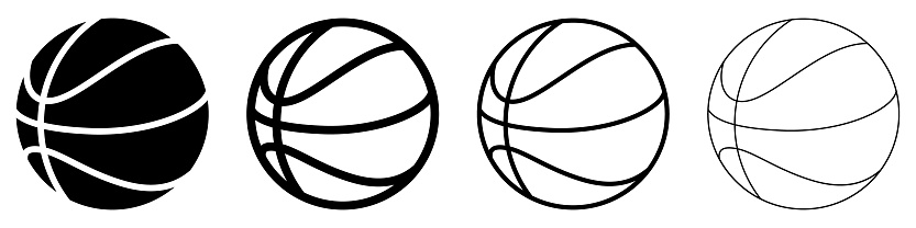 Basketball ball icons set. Basketball ball isolated icon. Black basketball symbols. Vector illustration.