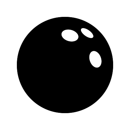 Bowling ball icon. Bowling ball isolated icon. Bowling ball symbol. Black vector illustration.