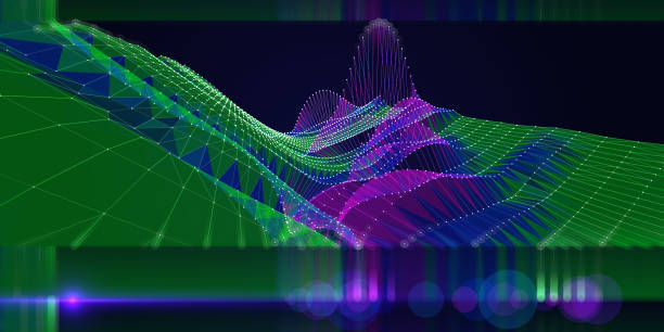 istock Abstract  background polygonal grid in defocus on dark. Presentation concept of color algorithms grid. Big Data. Banner for business, science and technology. 1452479932