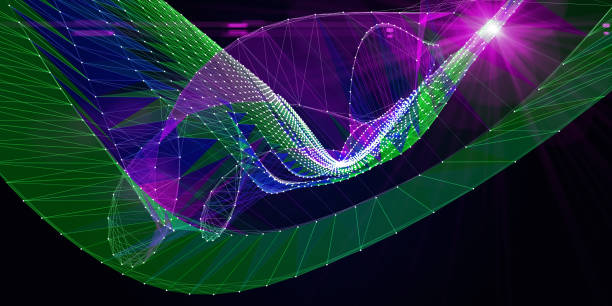 istock Big Data. Abstract  background polygonal grid with lines on dark. Presenting concept of color lines algorithms grid. Banner for business, science and technology. 1452481030