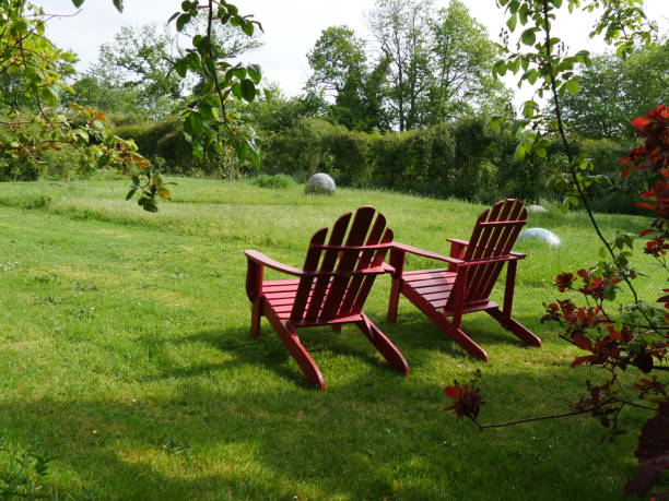 istock Adirondack chair in a garden 1452481182