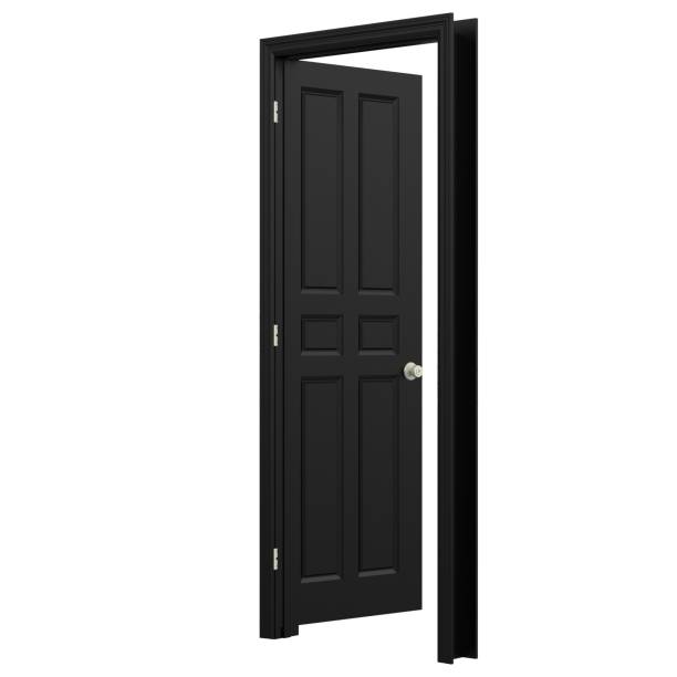 istock open isolated black door closed 3d illustration rendering 1452481459