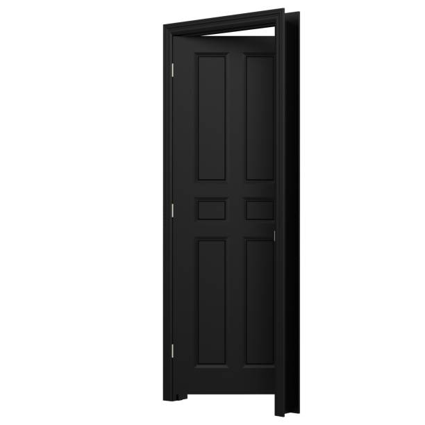 istock open isolated black door closed 3d illustration rendering 1452481486
