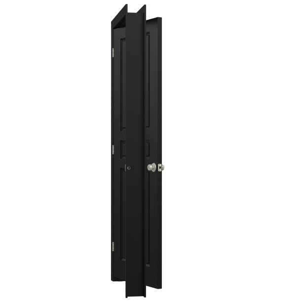 istock open isolated black door closed 3d illustration rendering 1452481492