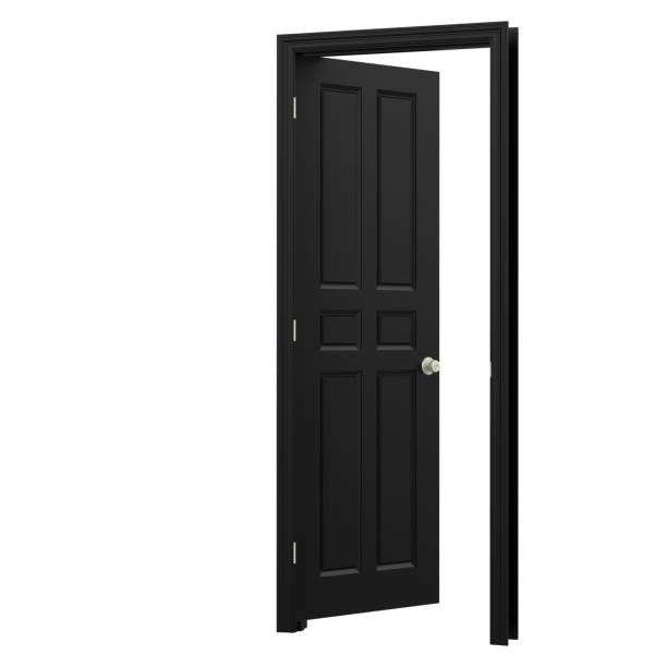 istock open isolated black door closed 3d illustration rendering 1452481494